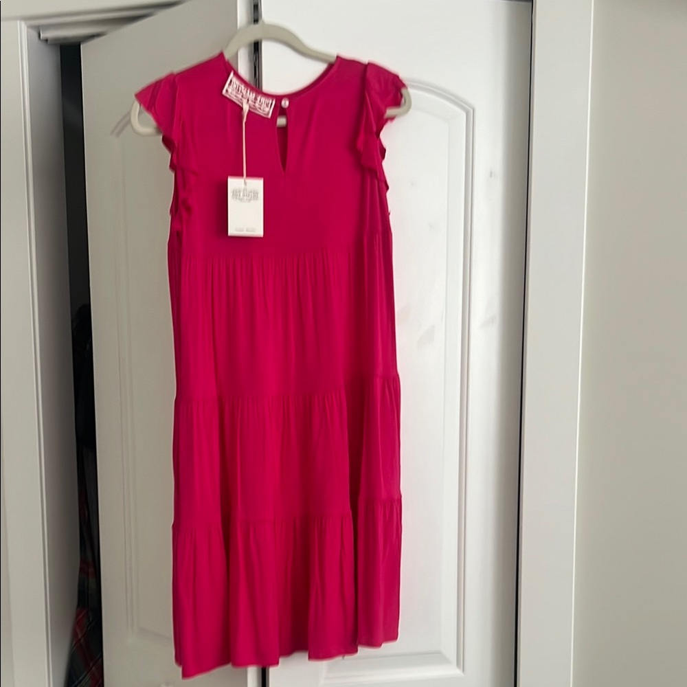 Pink Ruffled Midi/Calf Length Dress